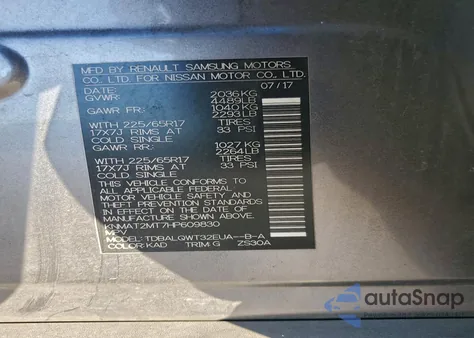 2017 Nissan Rogue S from USA, damaged, VIN KNMAT2MT7HP609830